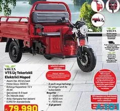 VOLTA VT5 3 TEKERLEKLİ ELEKTRİKLİ MOPED MOTOSİKLET fiyat ve kampanya bilgisi